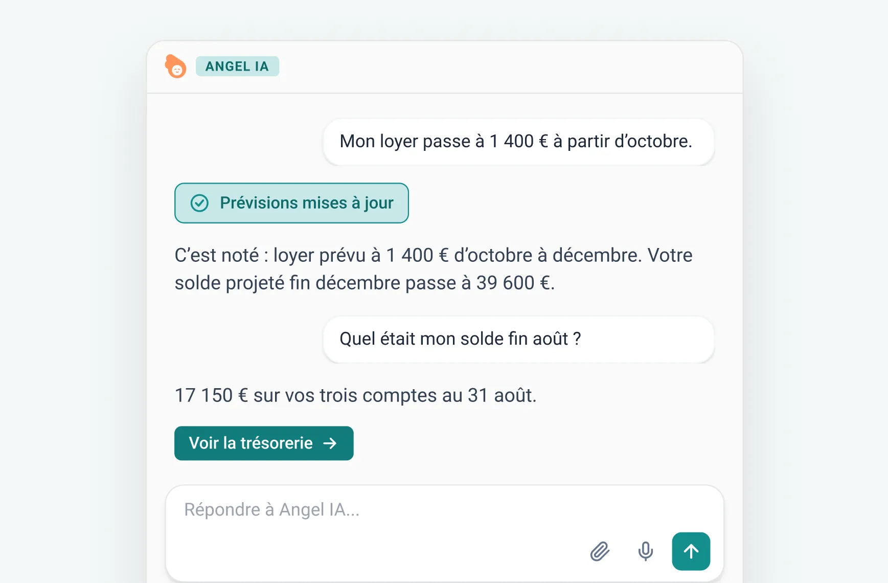 Une conversation avec Angel qui met à jour une prévision